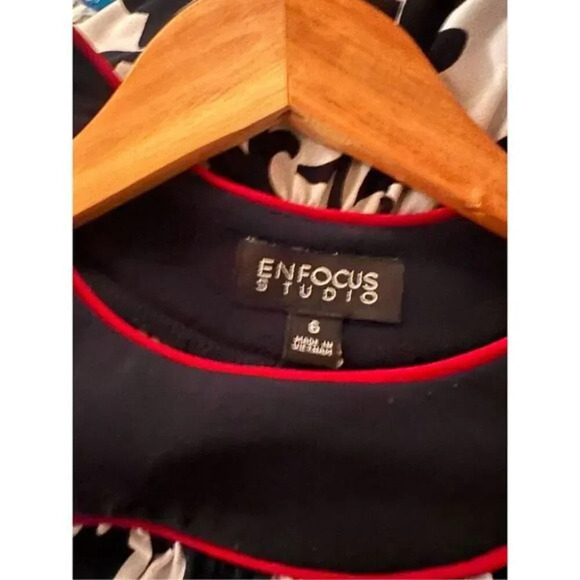 Enfocus Size 6 Shift Dress Blue/White‎ Hint of Red - Picture 4 of 4